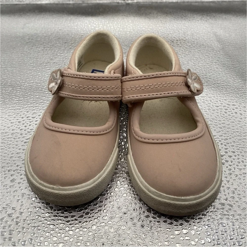 Keds Girls Pink Flower Mary‎ Jane Hook & Loop Adjustable Strap Flat Shoes Size 5